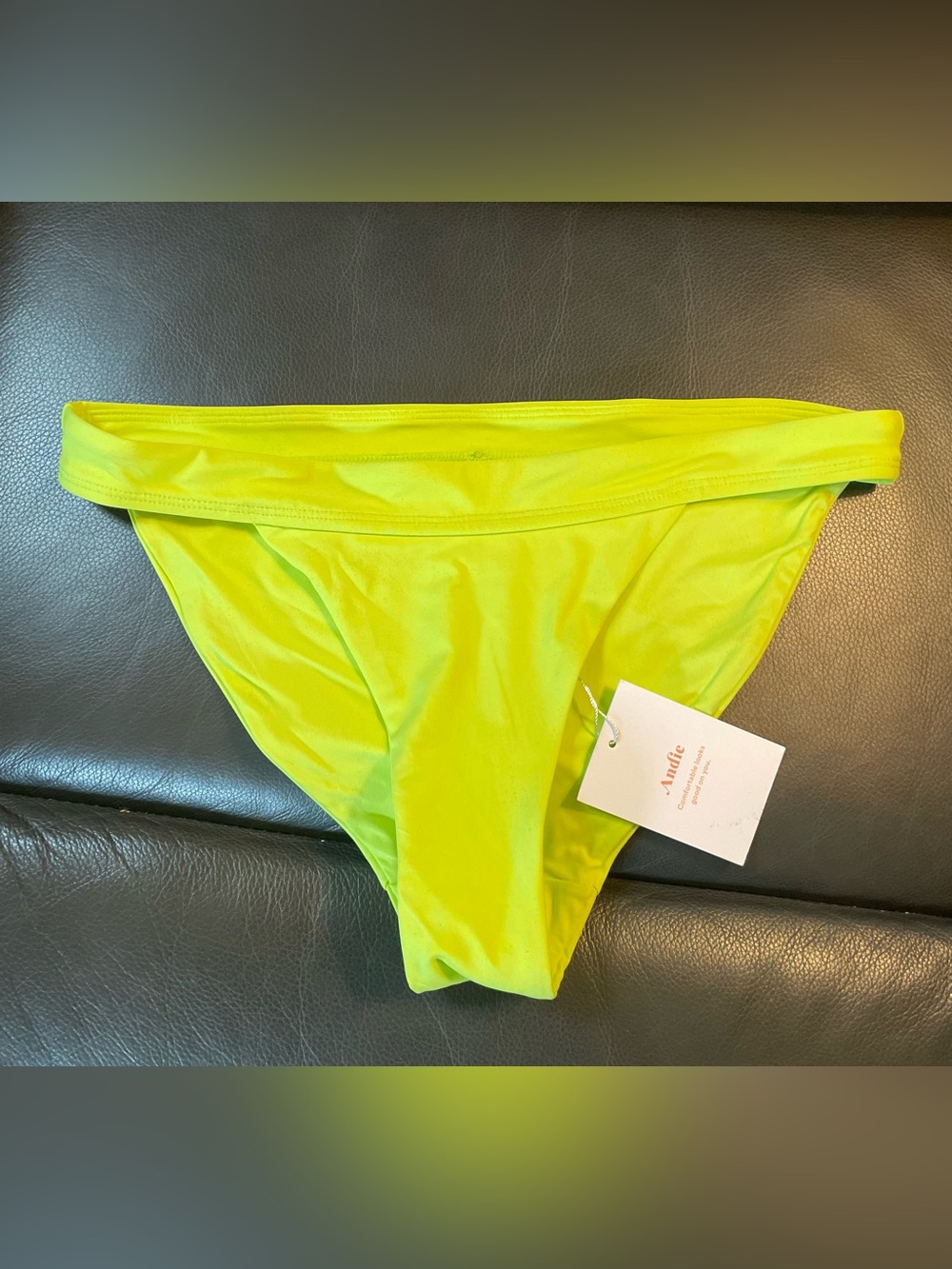 Andie Swim - The Banded Cheeky Bikini Bottom - NWT - Small - Neon Yellow